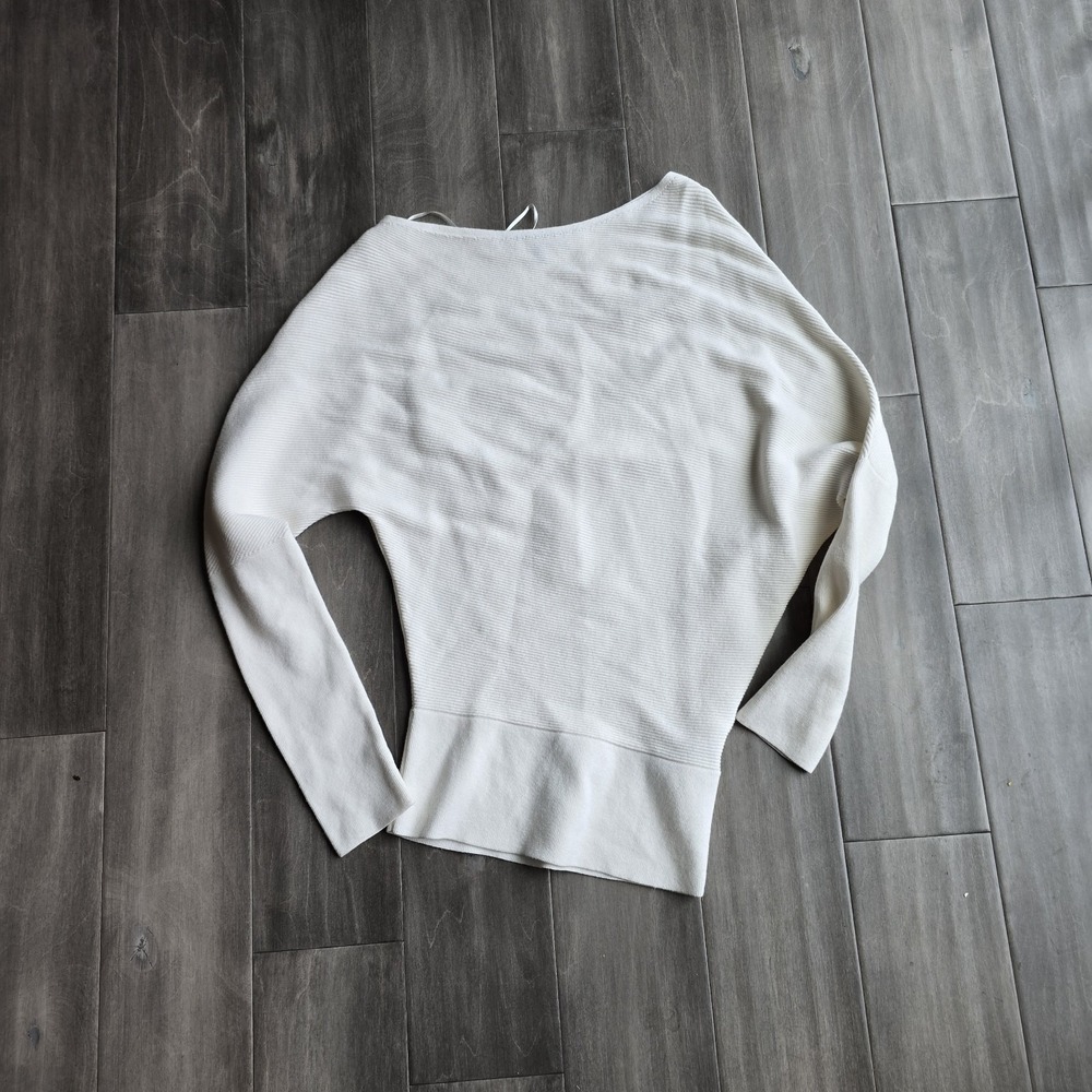 Banana Republic Off-White Ribbed Boat Neck Dolman Sleeve Sweater XXS